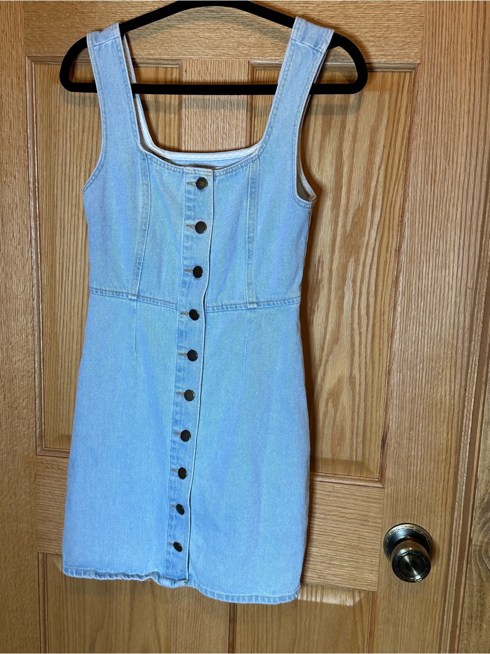 Urban Outfitters Mini Denim overall  Dress Square Neck Button-Down Sleeveless  0